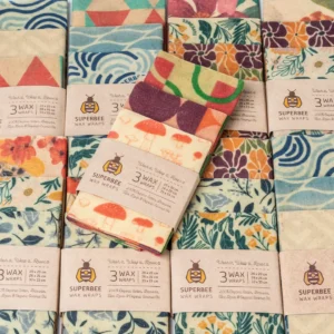 case of 13 essentials set of 3 beeswax wraps mixed design