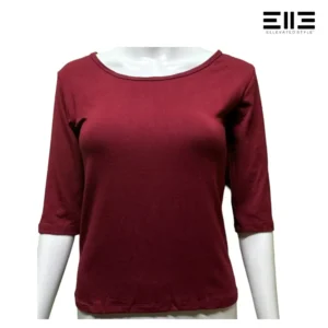 bamboo scoop neck mid sleeve fitted tee