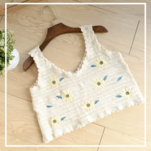 cotton floral crochet crop top