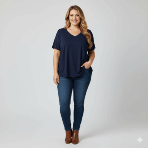 bamboo v neck classic top plus size