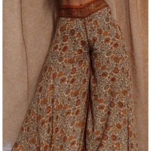 hippie boho silk bell bottom flare pants, palazzo pants