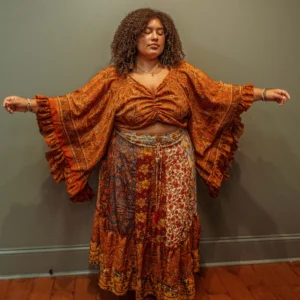 bell sleeve hippie boho wrap top, plus size available
