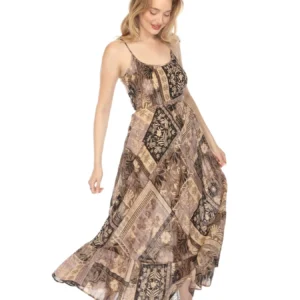 patchwork corset back maxi dress