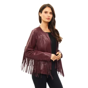 n20 a vegan leather fringe jacket